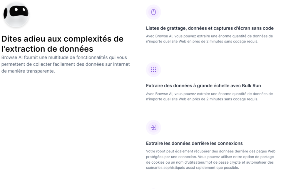 Les différentes fonctionnalités de Browse AI