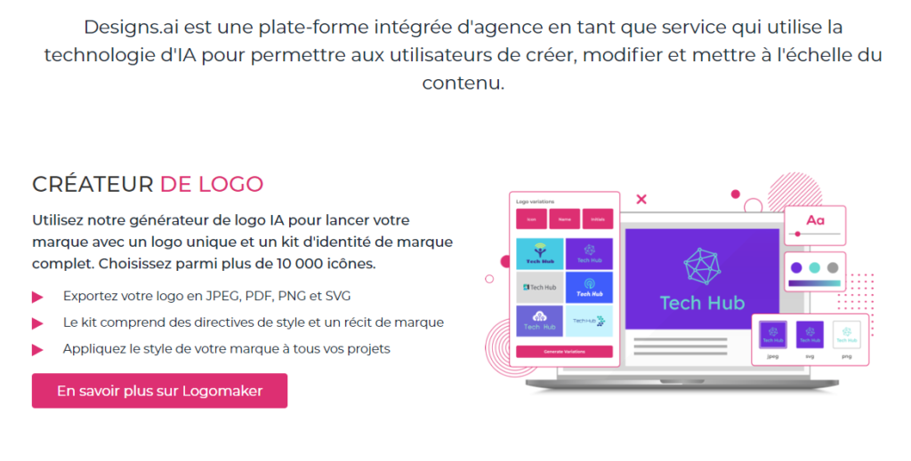 Les fonctionnalités puissantes de Designs.ai 