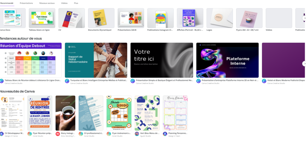 Les modèles prédéfinis dans Canva