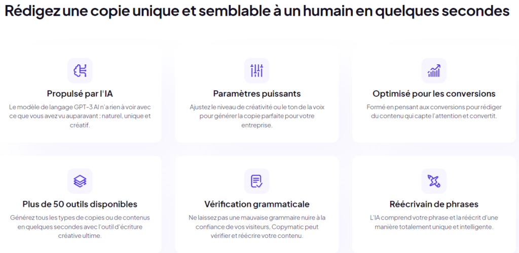 Les différentes fonctionnalités de Copymatic