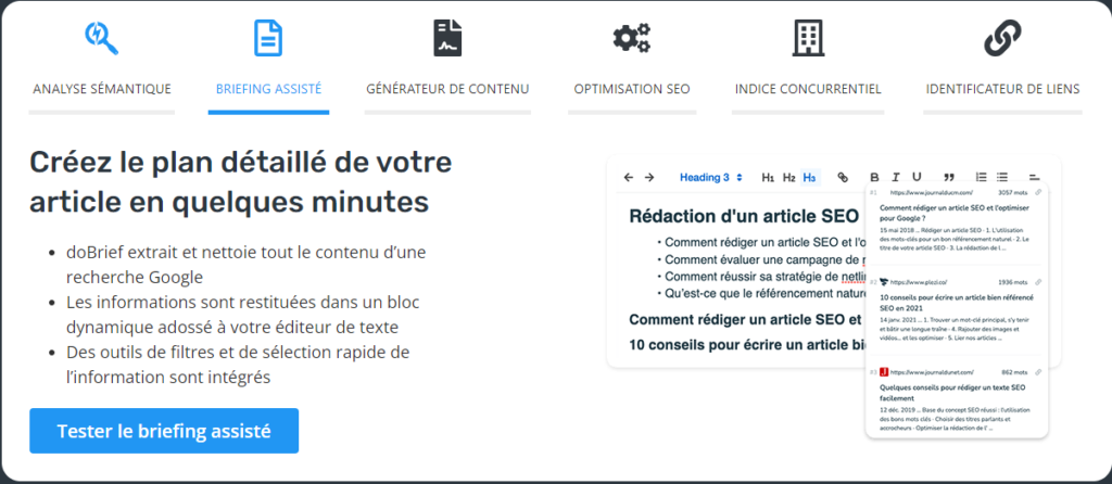 Les différentes fonctionnalités de Dobrief