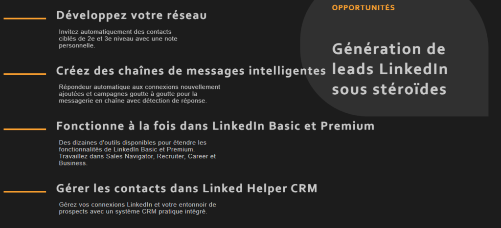 Les différentes fonctionnalités de LinkedHelper 2
