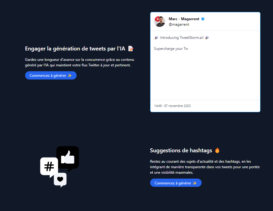 Les différentes fonctionnalités de TweetStorm