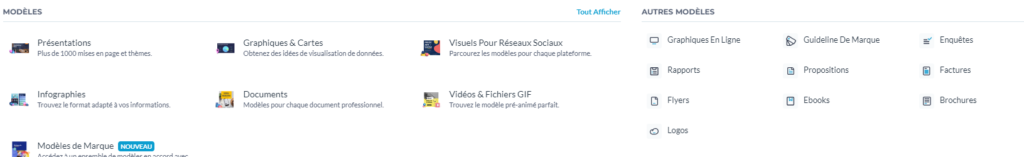 Les modèles prédéfinis dans Visme