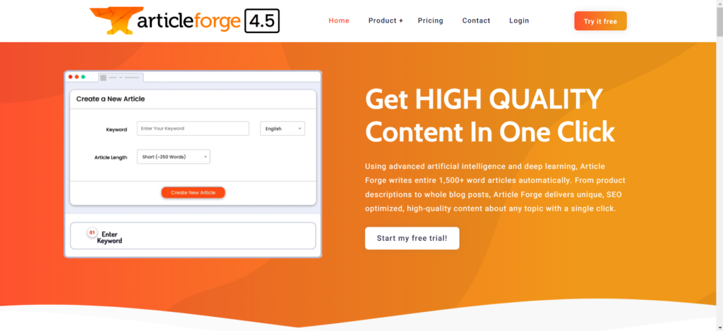 Article Forge - Générateur de contenu IA SEO de haute qualité 