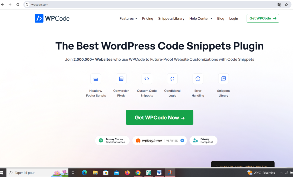 WPCode outil IA de codage WordPress